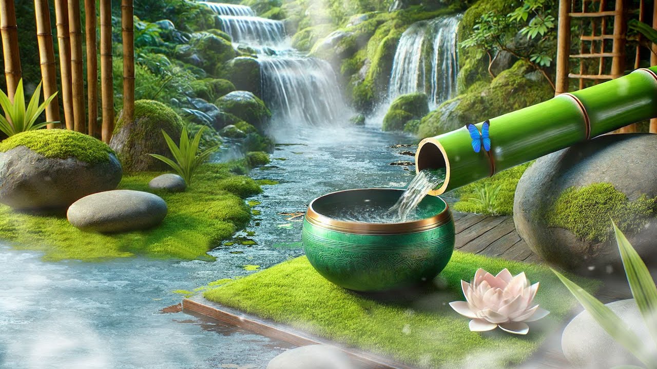 🌿Tibetan Singing Bowls + Bamboo Water Sounds for Deep Healing Meditation ✨ | Relax and Heal