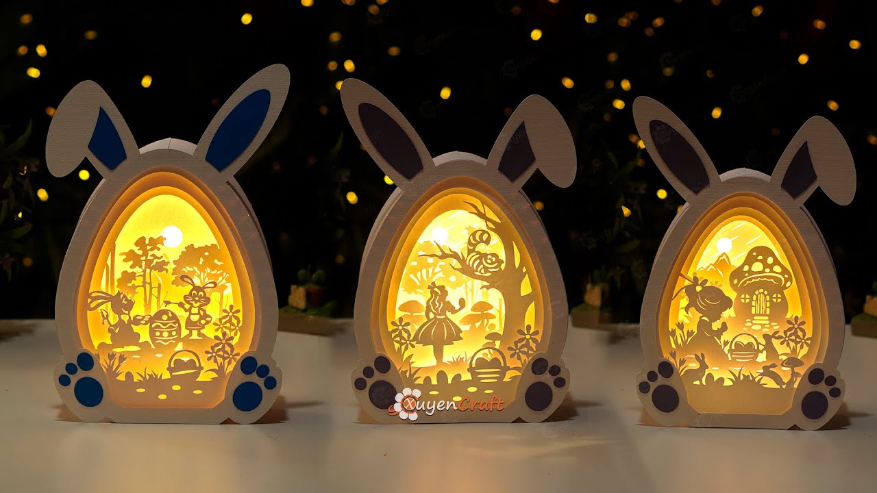 How to make Easter Egg Lantern for Easter decorations SVG for Cricut Projects Easter Bunny Lightbox