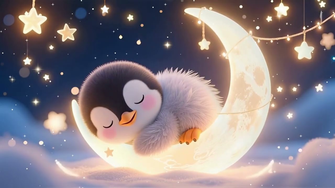 Baby Sleep Music 💤 Little Penguin on the Moon 🌙🐧 Beautiful Lullaby to Calm Babies | Deep Sleep🌙💖