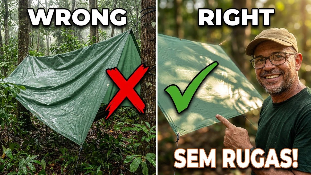 COMO ESTICAR UMA LONA DE ACAMPAMENTO SEM  DOBRAS E RUGAS