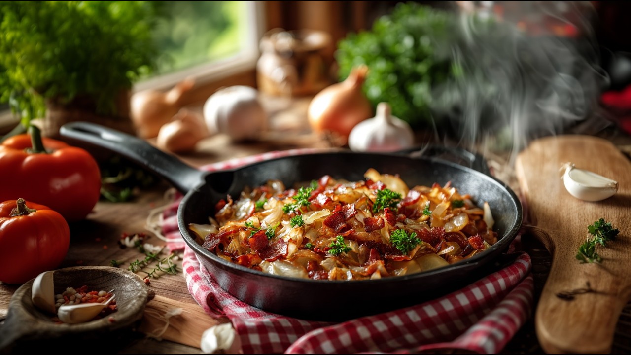 Fried Cabbage Bacon and Onion