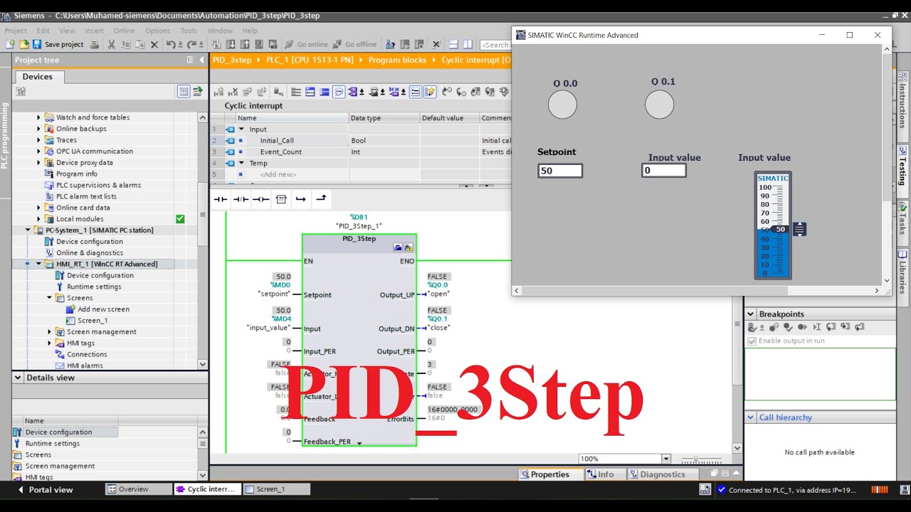 TIA Portal temperature control with PID_3Step