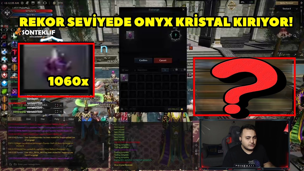 PoineMaia - (Galia) 103 GB Değerinde 1060 Adet Onyx Kristal Kırdırıyor ! Rise Online