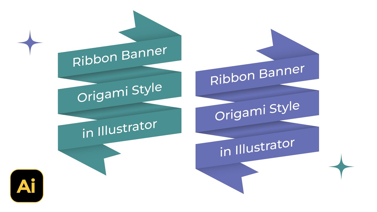 Create Ribbon Banner Origami Style in Adobe Illustrator