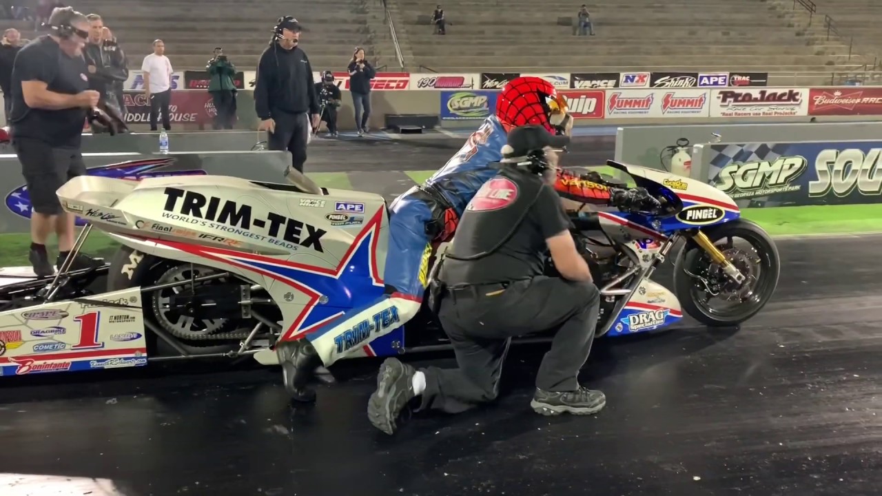 WORLD RECORD RAW FOOTAGE AND SOUND! LARRY “SPIDERMAN” MCBRIDE GOES 5.50 at 264 MPH ON TOP FUEL BIKE!
