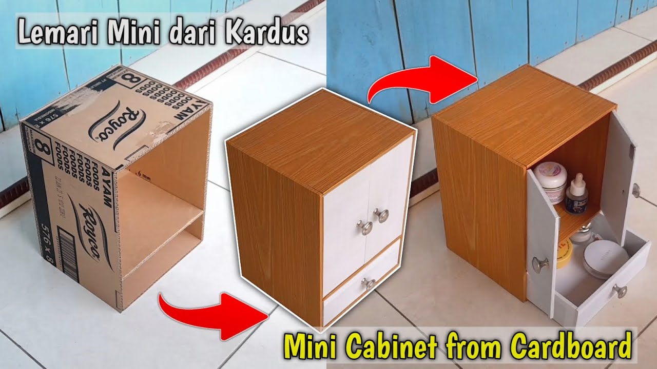 cara membuat lemari mini dari kardus | How to make a mini cabinet from cardboard