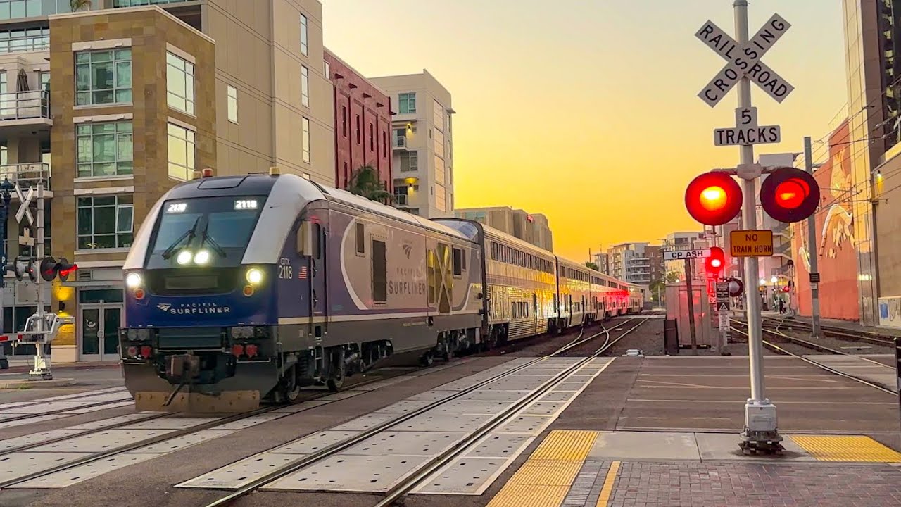 Moments Before Disaster: Amtrak Train Departs San Diego, CA Right Before Railroad Crossing Incident