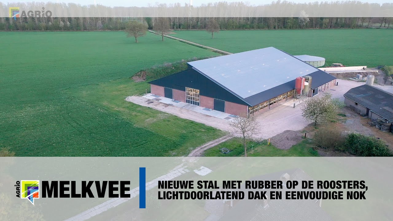 Nieuwe stal met rubber op de roosters, lichtdoorlatend dak en eenvoudige nok