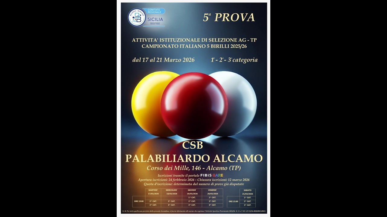 STECCA 2025/26 - T2 - 5^ PROVA DI SELEZIONE INDIVIDUALE (AG/TP) - 20/03/2026