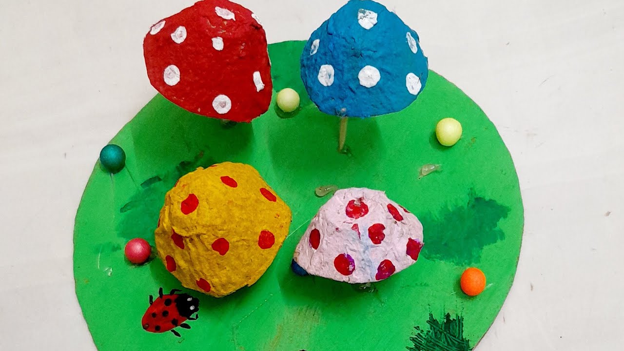 Mushroom 🍄 Craft with Egg Carton Tray | Best out of Waste ideas | Recycled DIY Home Decor 