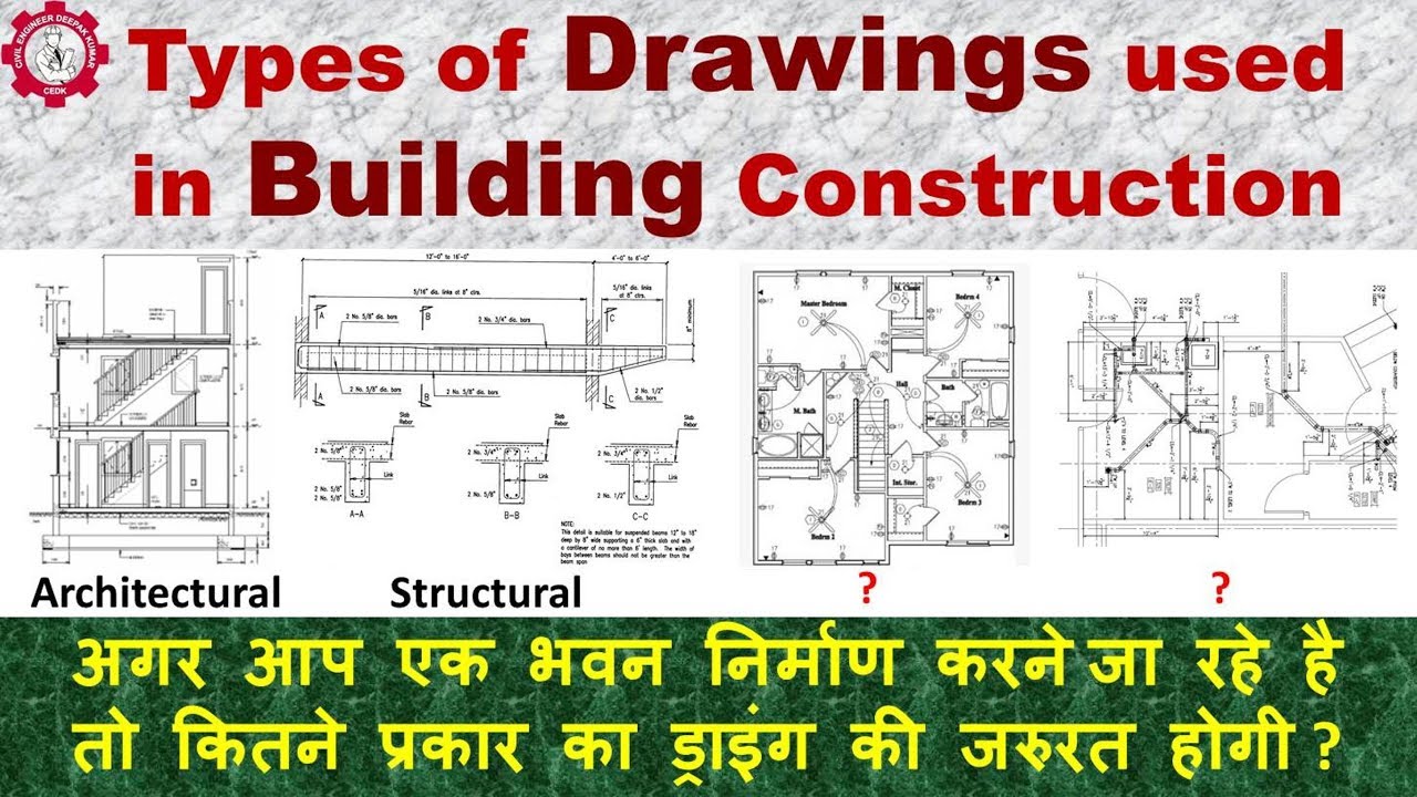 Types of Drawings used in Building Construction | भवन निर्माण में उपयोग किए जाने वाले ड्राइंग