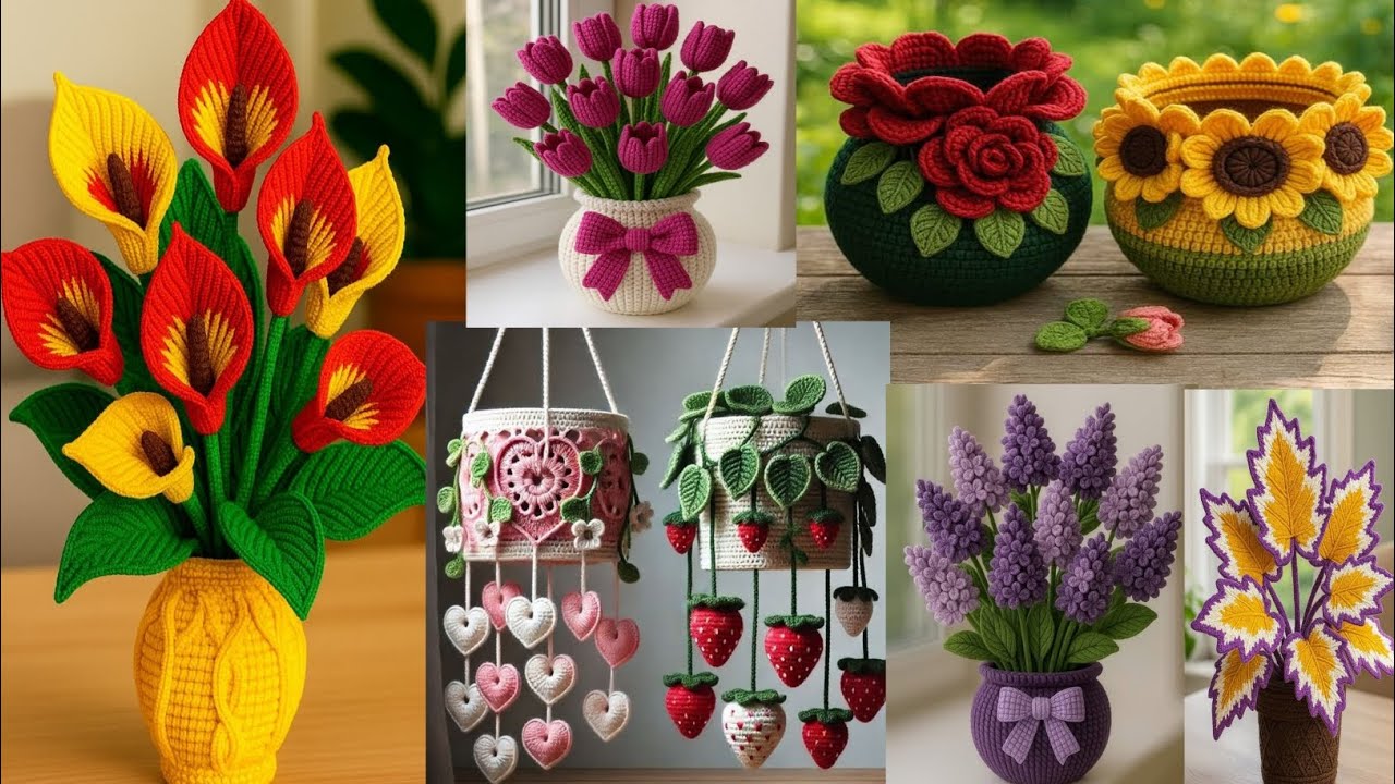 Crochet flowers home decors/artificial crochet flowers /Crochet homedecors