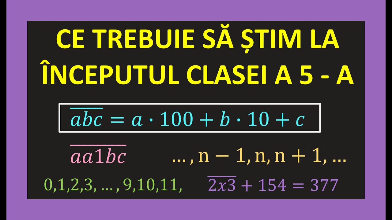 TEST INITIAL CLASA 5 MATEMATICA RECAPITULARE SCRIEREA NUMERELOR IN BAZA 10 EXERCITII REZOLVATE