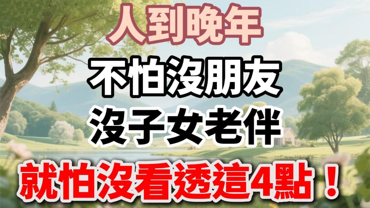 人到晚年，不怕沒朋友，沒子女老伴，就怕沒看透這4點！【福氣如海】#晚年生活 #人生感悟 #情感故事 #家庭關係 #人性 #智慧人生 #退休生活 #自我成長