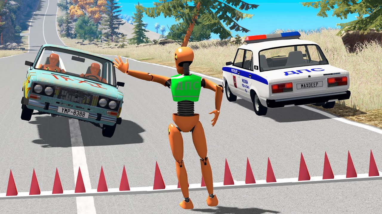 ШИПЫ СМЕРТИ! ДПС ПЕРЕКРЫЛИ ВЪЕЗД В ГОРОД ШИПАМИ | BeamNG.drive