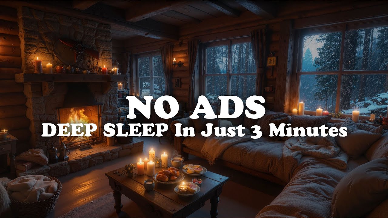 NO ADS | Blizzard Dreams ❄️ Gentle Fireplace & Snow Sounds for Peaceful Night Sleep 🔥