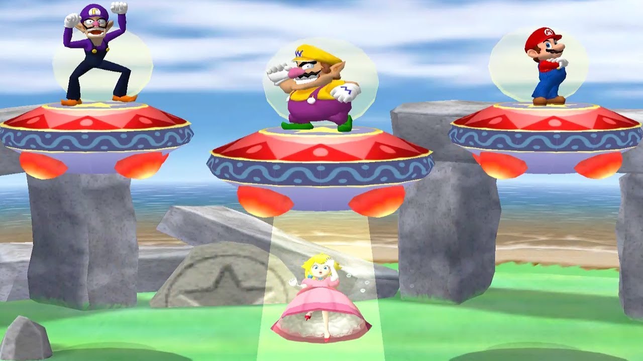 Mario Party 5 - Minigames #4 - Peach vs Mario vs Mario vs Waluigi All Funny Mini Games