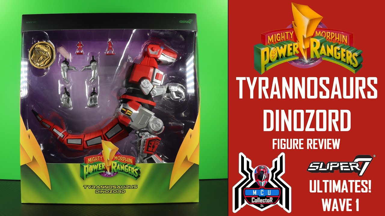 Super7 Ultimates Power Rangers TYRANNOSAURUS DINOZORD MMPR Mighty Morphin Red Wave 1 Figure Review