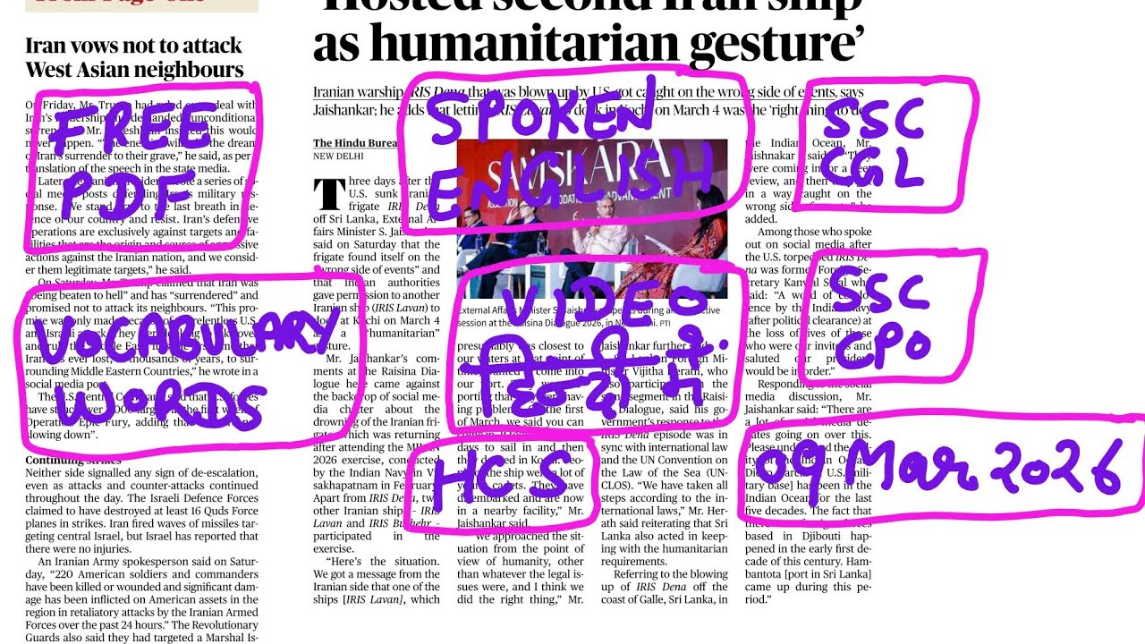 9 March 2026 | The Hindu newspaper analysis today | how to read English newspaper