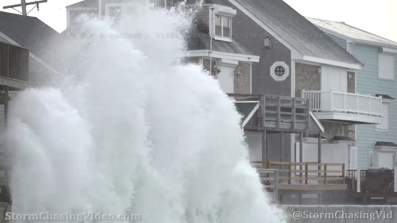 Hurricane Teddy Monster Waves Slam Scituate, MA - 9/22/2020