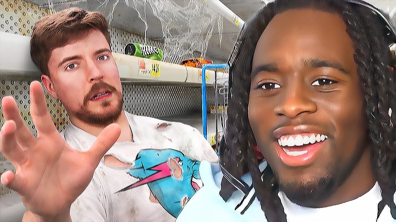 Kai Cenat Reacts To MrBeast $10,000 Every Day You Survive In Grocery Store!