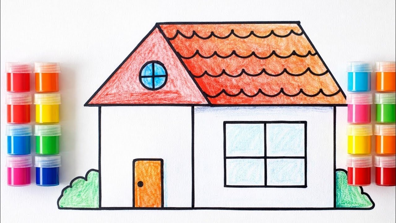 Simple Home Drawing for Kids | Coloring House Drawing 🎨