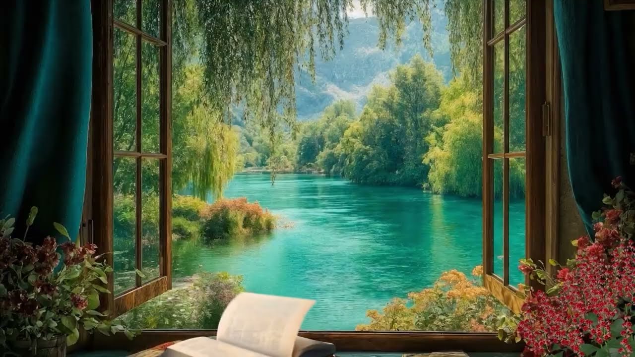 Spring Lake Retreat ASMR🌸Window Breeze, Birds & Calm Water Sounds for Deep Relaxation & Mind Refresh