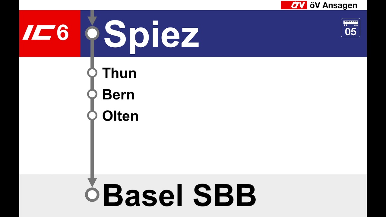 SBB Ansagen - IC 6 Brig – Bern – Basel SBB