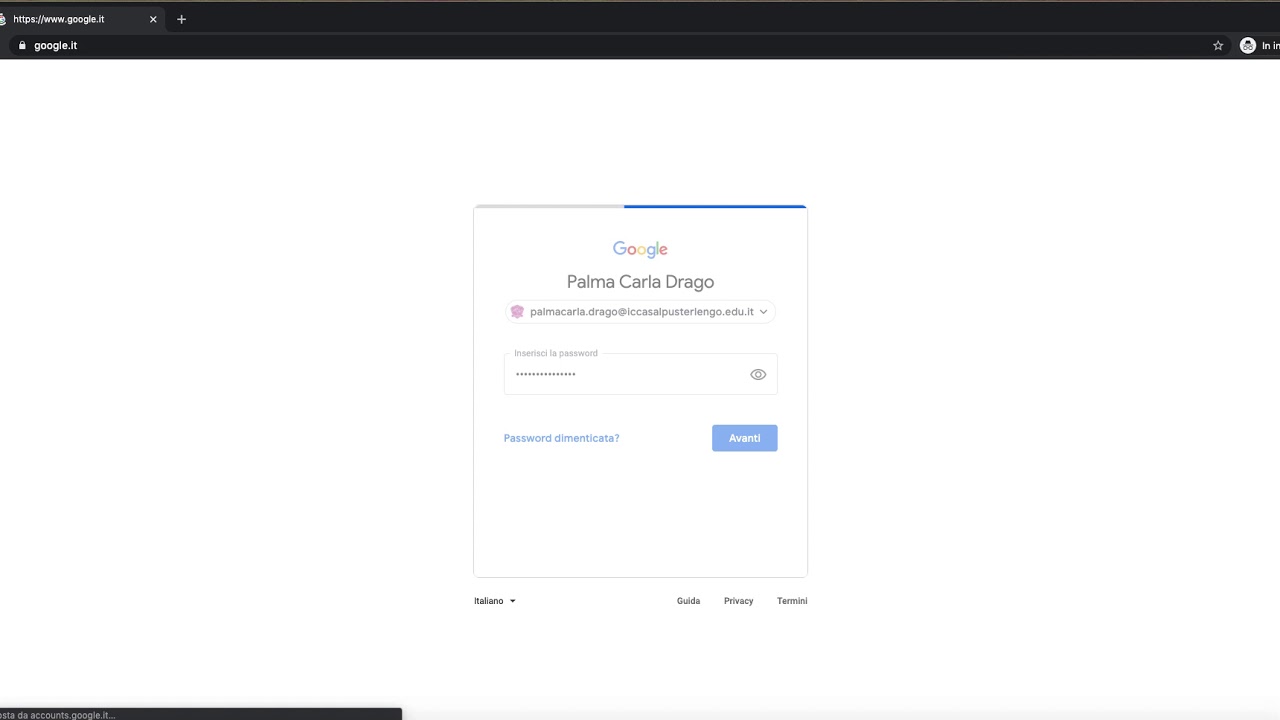 1B InClasse come togliere account genitori per entrare con account studente nella classe virtuale