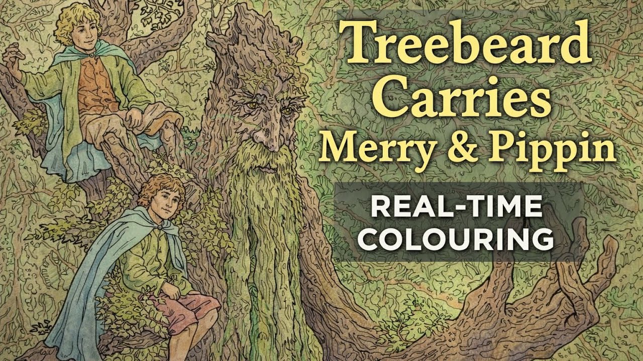Treebeard Carries Merry & Pippin Through Fangorn Forest | Real-Time LOTR Colouring