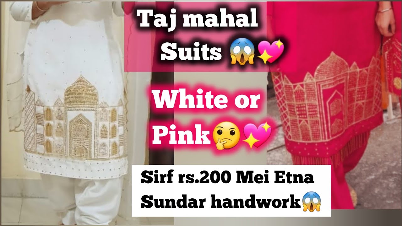 New trending Tajmahal suit✨️💖💖White aur pink colour mei✨️👌🏻Very unique design💖❤️