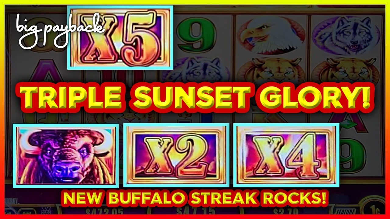 Triple Sunset &rarr; MASSIVE 40X MULTIPLIER on NEW Wonder 4 Buffalo - Buffalo Streak Slots!