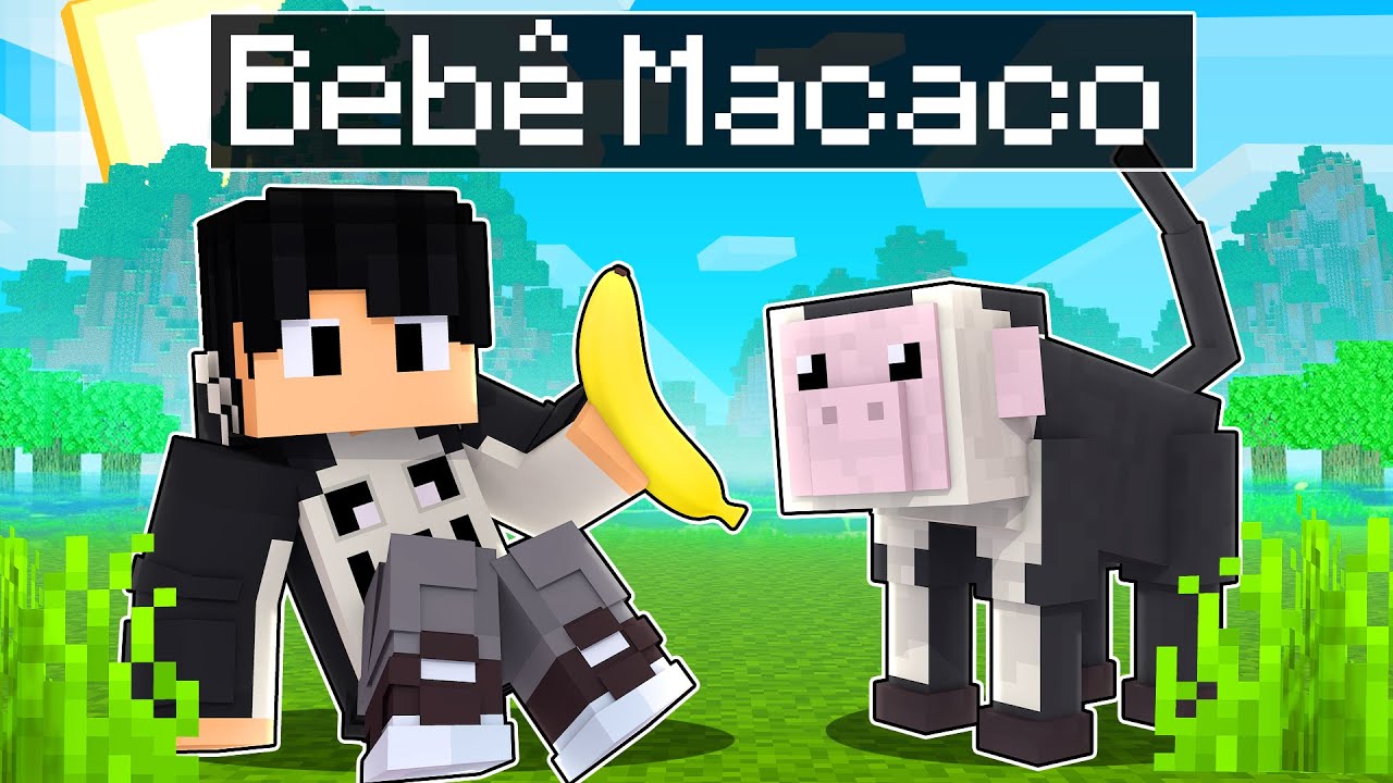 NASCI como um BEBÊ MACACO no Minecraft
