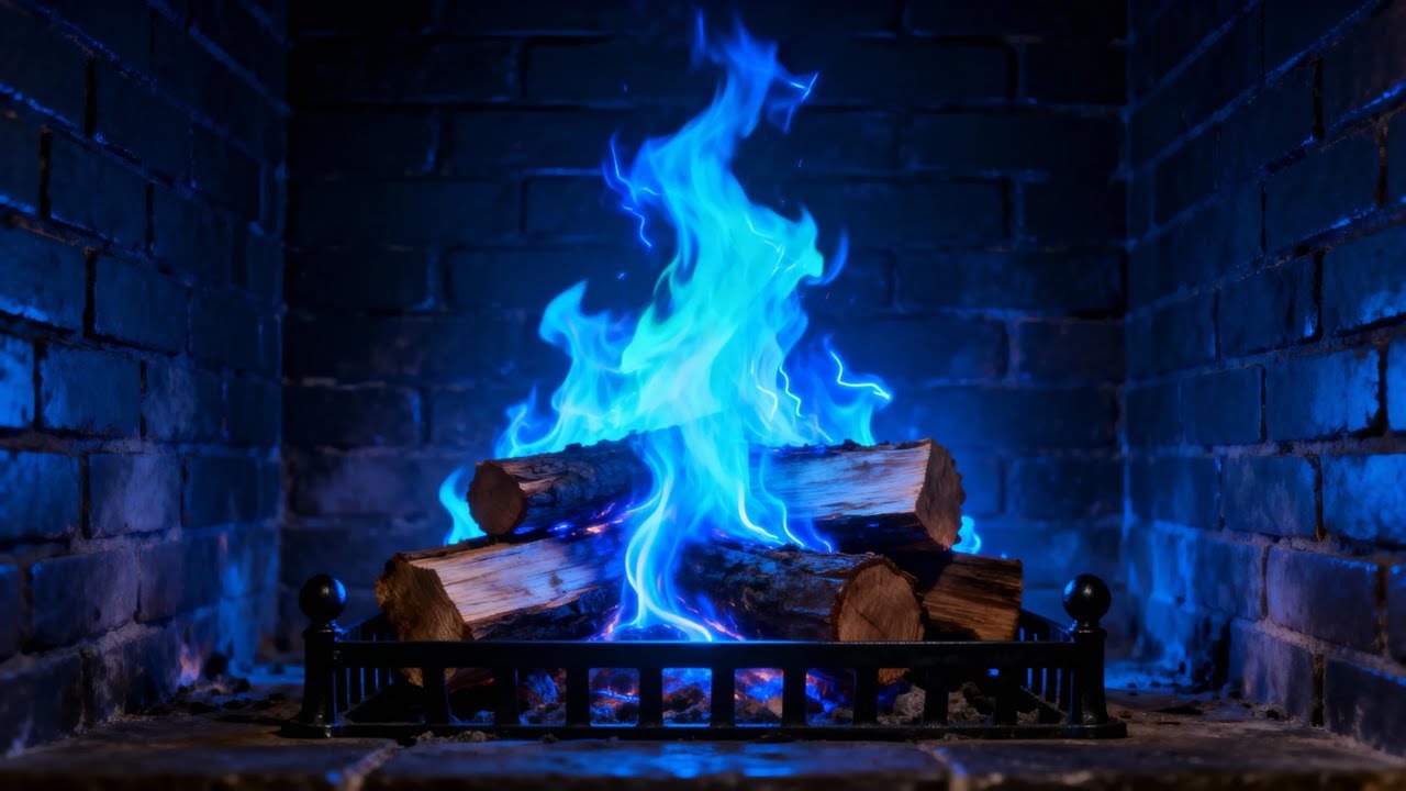 Blue Fireplace Ambience LIVE 🔵 | Calm Night Vibes for Sleep & Anxiety Relief