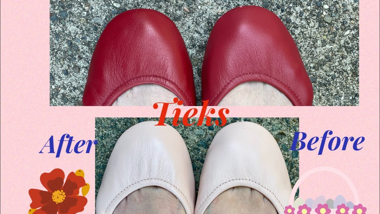 Tieks Ballet Shoes. Before and after polishing