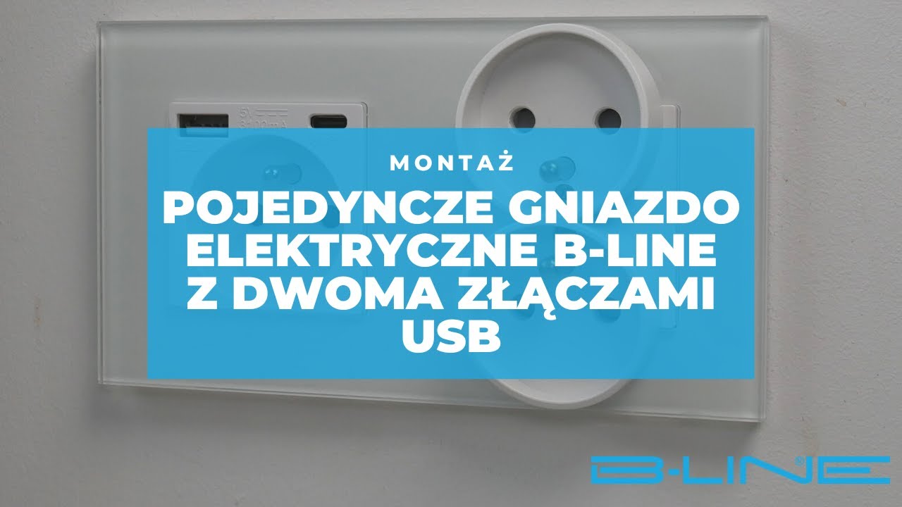 Montaż pojedynczego gniazda elektrycznego B-Line z dwoma złączami USB