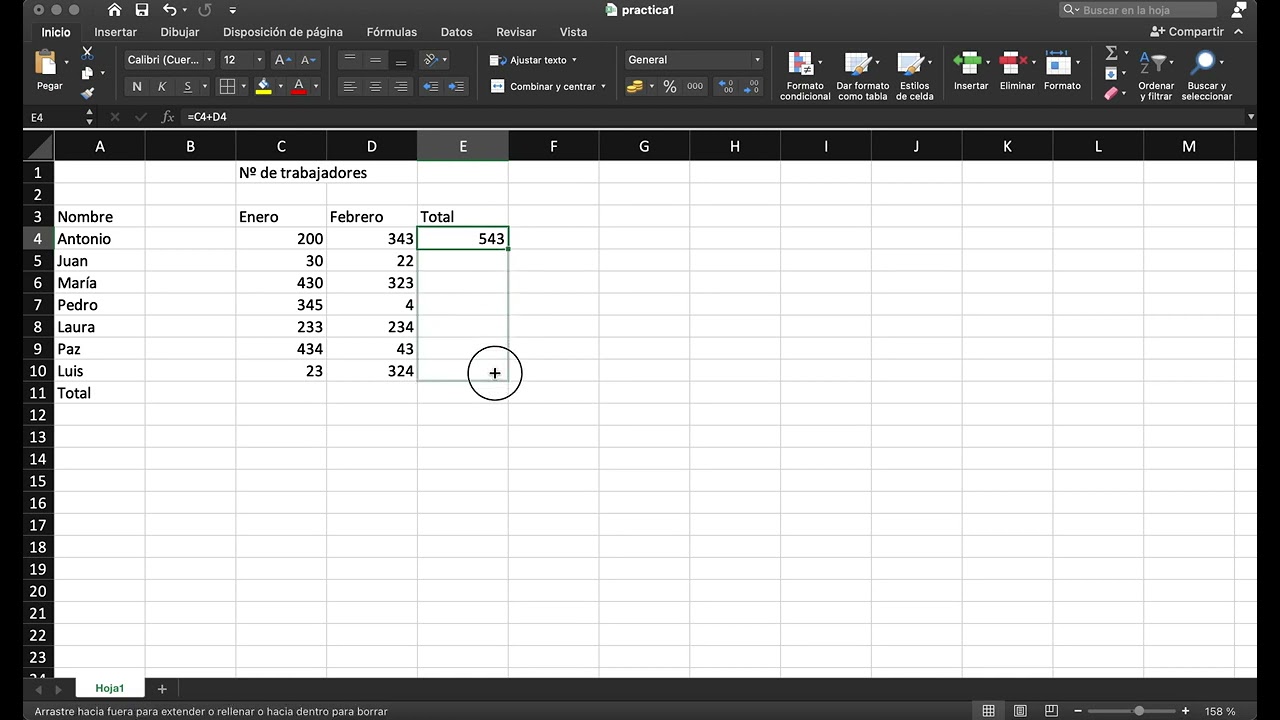 TIC 4º ESO :  Excel  - Práctica 1