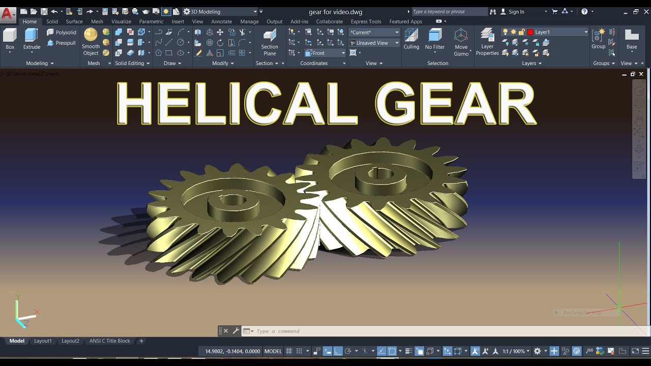 ВИНТОВАЯ ПЕРЕДАЧА: ПРОЕКТИРОВАНИЕ В AUTOCAD на английском языке