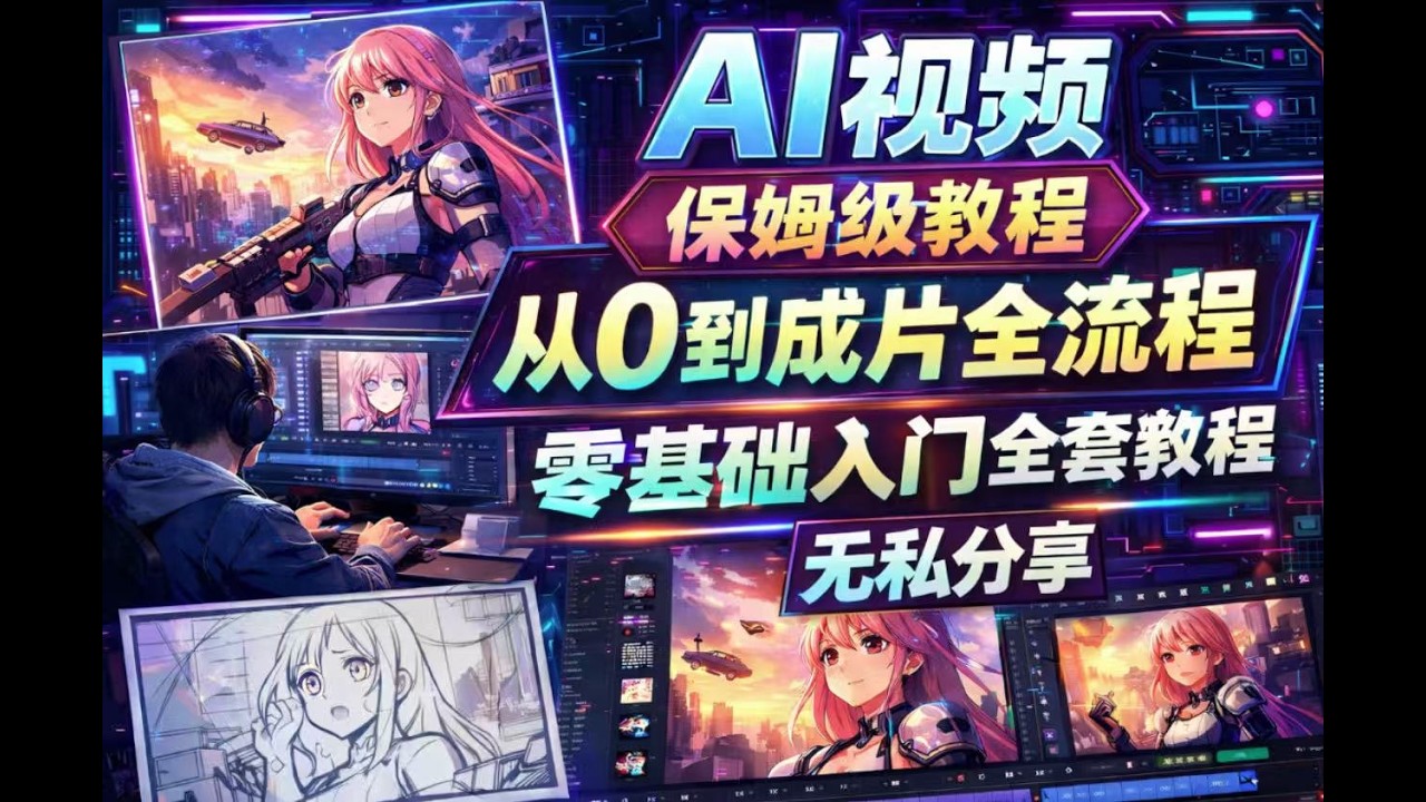 【保姆级教程】AI视频制作全流程手把手教学！全网最全最细的AI视频生成全流程保姆级教学（2026首发）扣888主页抱走工具包！最新版AI视频制作全流程教程！包含所有干货！新手入门到精通！