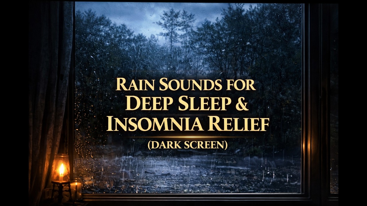 8 Hour | Rain Sounds for Deep Sleep & Insomnia Relief | Black Screen | Night Rain Audio
