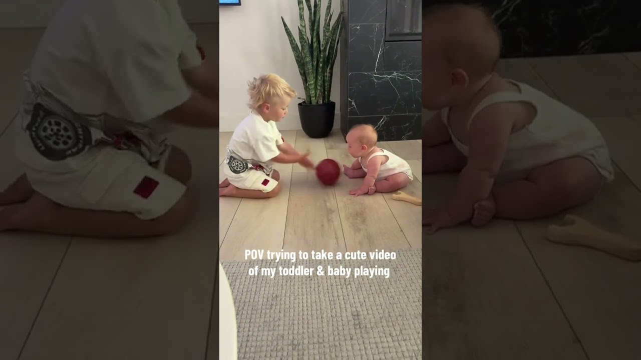 POV trying to take a cute video of my toddler & baby playing 🤣 momlife heart full ❣️