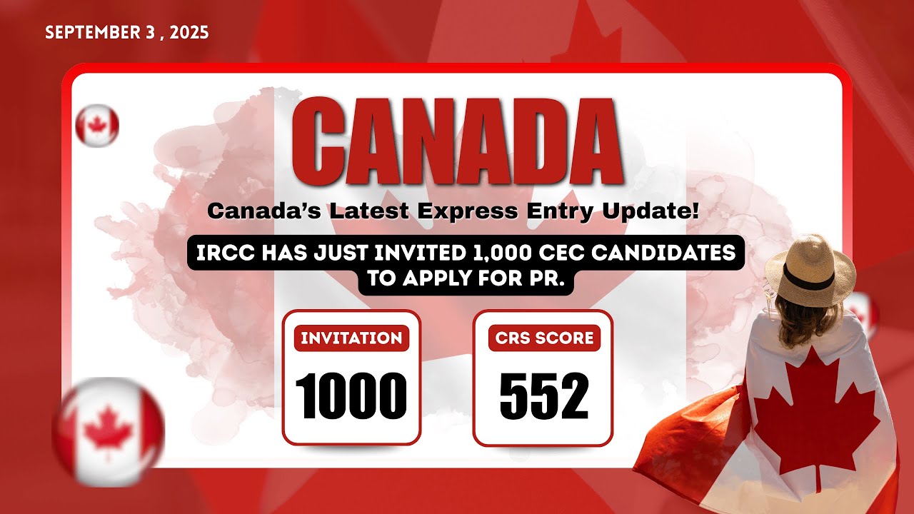 Canada Express Entry Draw &ndash; 1,000 CEC Candidates Invited | September 3, 2025