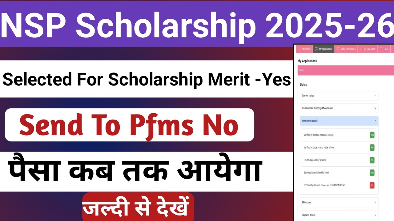 NPS Merit List Yes | Sent to Pfms No | NSP Payment | NSP CSS Payment Kab Tak aayega | NSP 2025-26