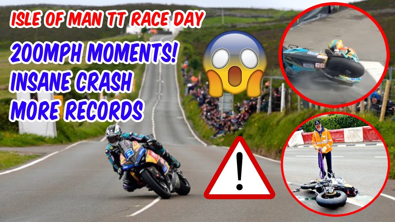 Isle of Man TT Race Day – Crashes, Epic Saves, Top Speed & New Record!