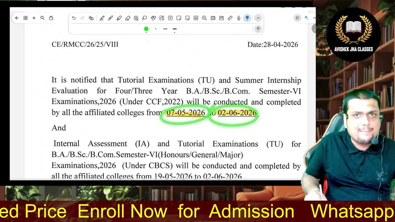 Sem-6 Internal Exam Official Notice | Ba/Bsc/Bcom | Calcutta University 