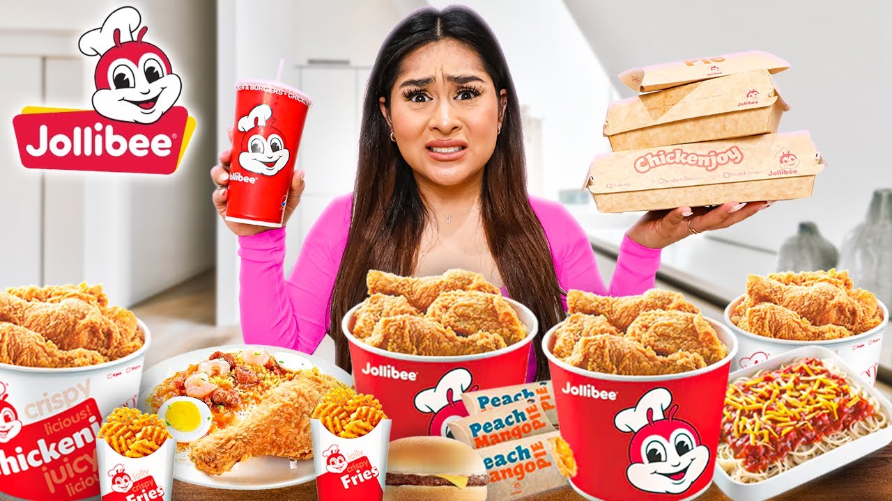 Americans Try Jollibee For The First Time! (Chickenjoy, Yum Burger, Burger Steak, Jolly Spaghetti)