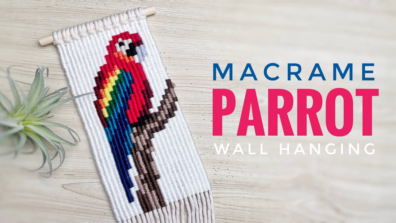 Macrame Parrot Pixel Wall Hanging