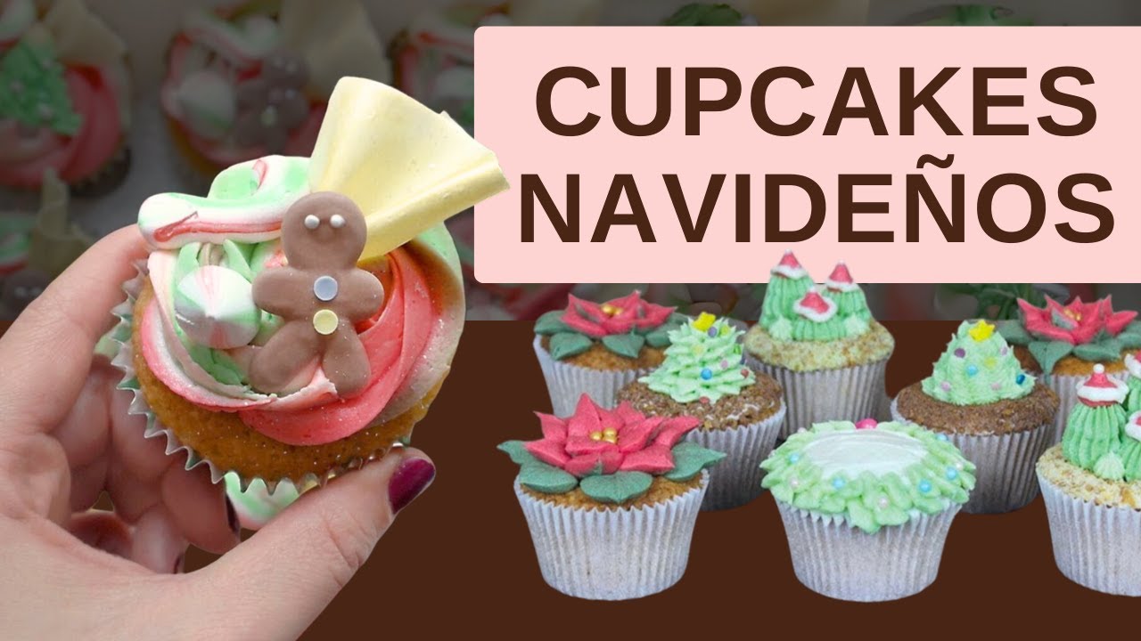 4 Diseños de Cupcakes Navideños que Sorprenden! Ideas Fáciles y Festivas! 🎅🏽🧁