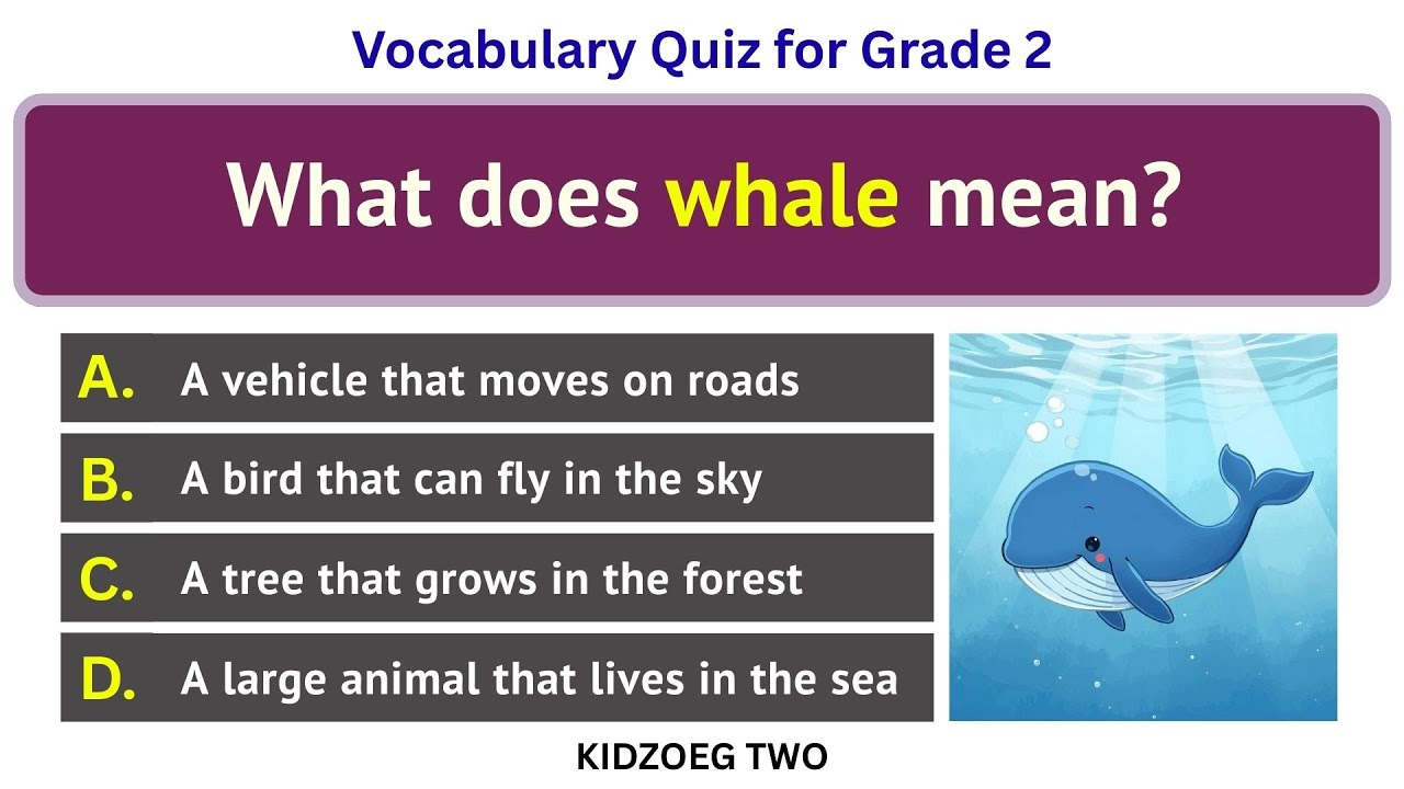 Vocabulary Quiz for Grade 2 Kids | 20 Fun and Easy Word Meaning Questions for Beginners | Kids GK