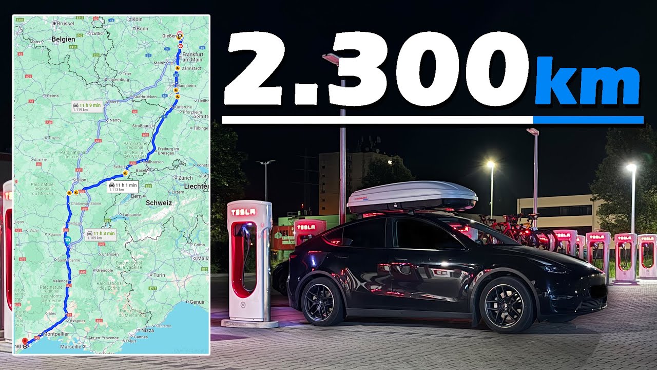 Tesla Langstrecke Südfrankreich